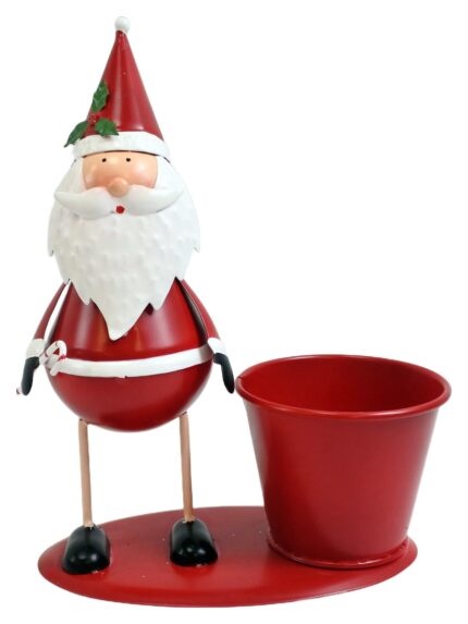 Santa with Candy Cane Planter - Side View