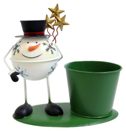 Snowman with Gold Star Balloons - Side View